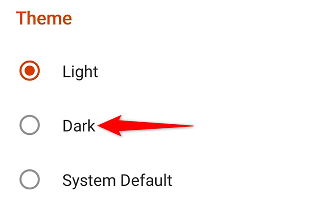 Select "Dark" from the "Theme" menu in Microsoft Office.