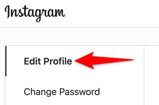 Select "Edit Profile" in settings on the Instagram site.