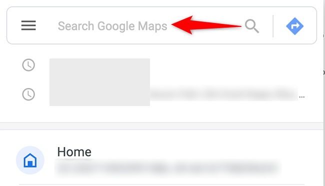 Click the "Search Google Maps" box on the Google Maps site.