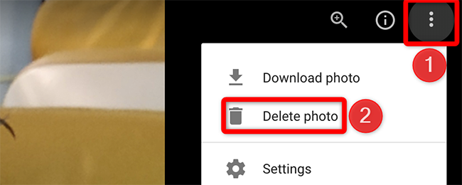 Click the three dots and select "Delete Photo" on the Google Account site.