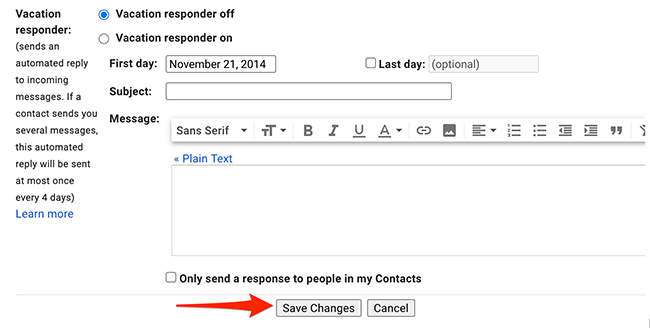 Click "Save Changes" in "Settings" on Gmail.