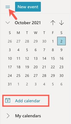 Click Add Calendar