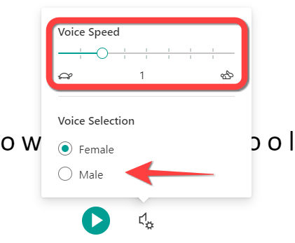 You can adjust playback speed and select a different gender.