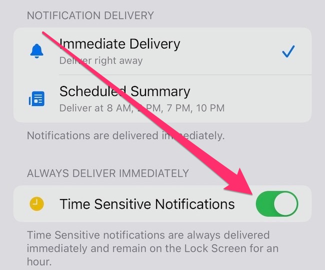 App-specific notification settings in iOS 15