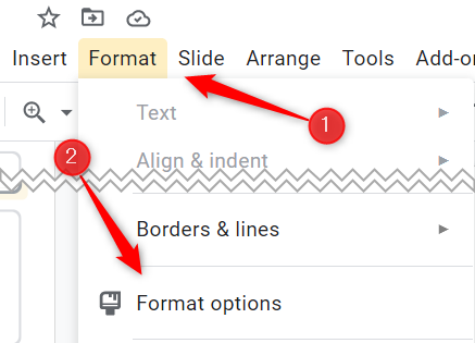 Click Format tab and then click Format Options in the drop-down menu.