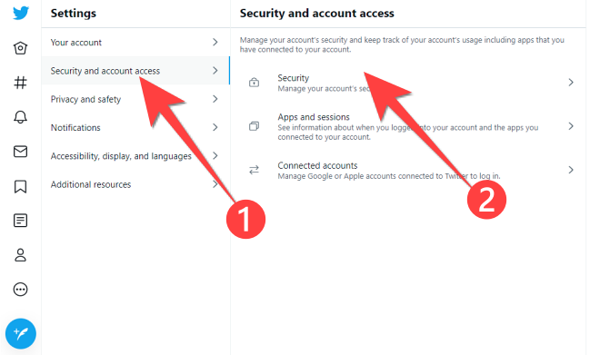 In Settings, click "Security and account access." then "Security."