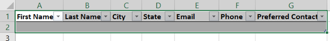Table in Excel