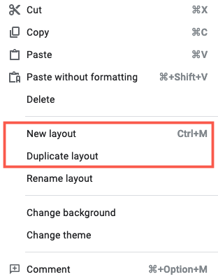 Select New or Duplicate Layout