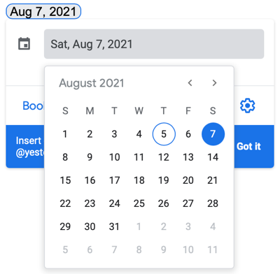 Click the date field to pick a new date in the calendar