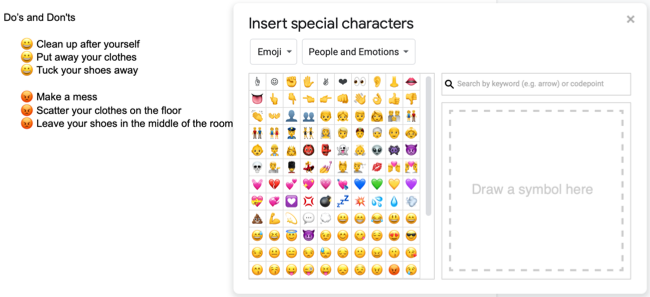 Emoji bullets in Google Docs
