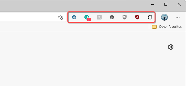 Extensions icons appearing in the top-right corner of the Microsoft Edge browser's toolbar.