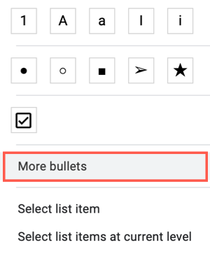 Right-click and pick More Bullets