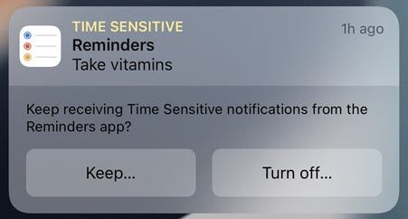 Time Sensitive notification.