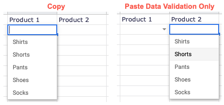 Paste Data Validation Only