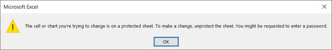 Protected sheet error in Excel