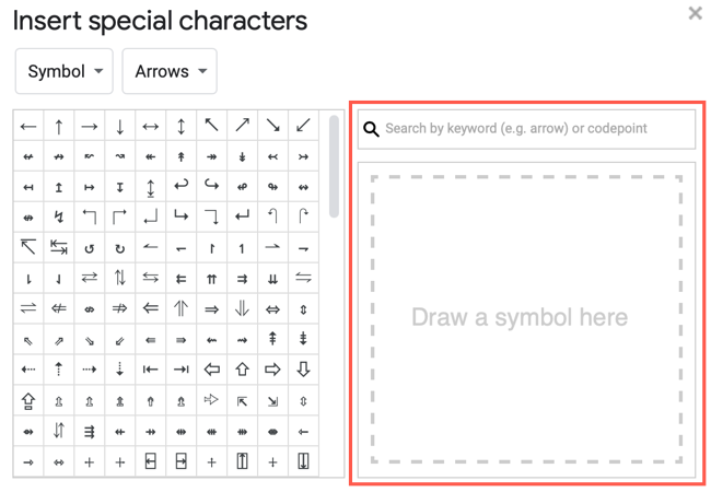 Search for or draw a symbol