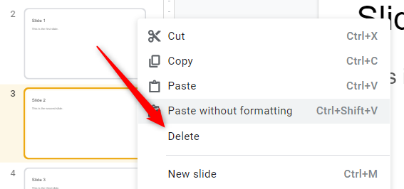 Select "Delete" from the context menu.
