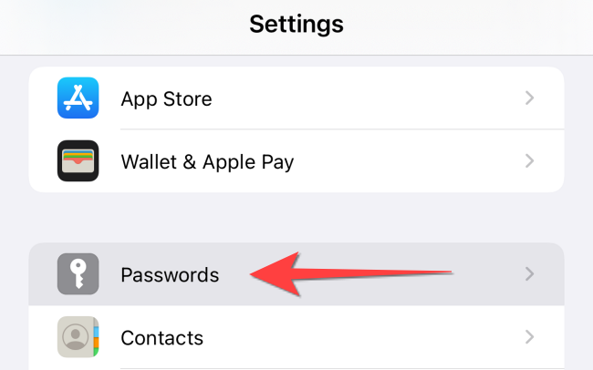 Select "Passwords" option from the "Settings" app on iPhone or iPad.