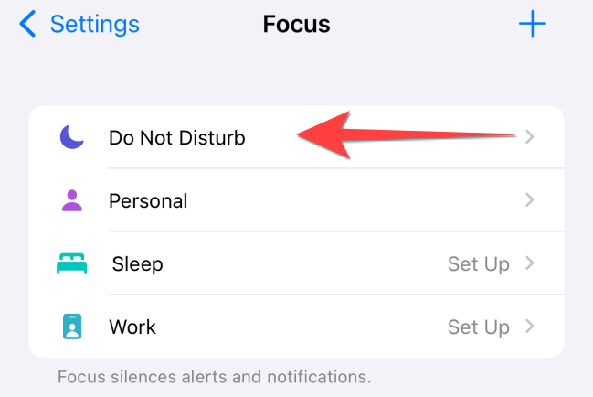 Pick "Do Not Disturb" or other custom Focus mode.