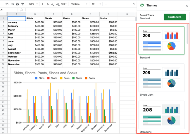 How to Use and Customize a Theme in Google Sheets