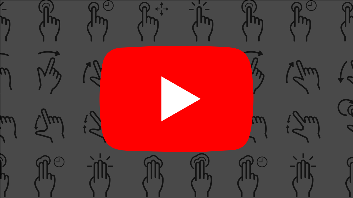 YouTube logo with gesture icons.