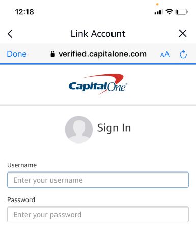 capital one link account page