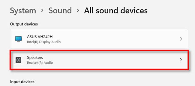 Click the sound device in "All Sound Devices" you'd like to change.