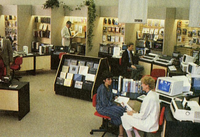 A photo inside a ComputerLand store in 1983.