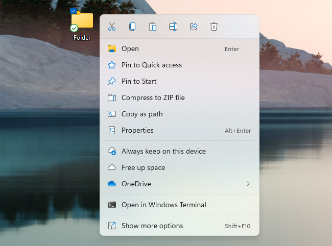 File Explorer's right-click context menu on Windows 11.