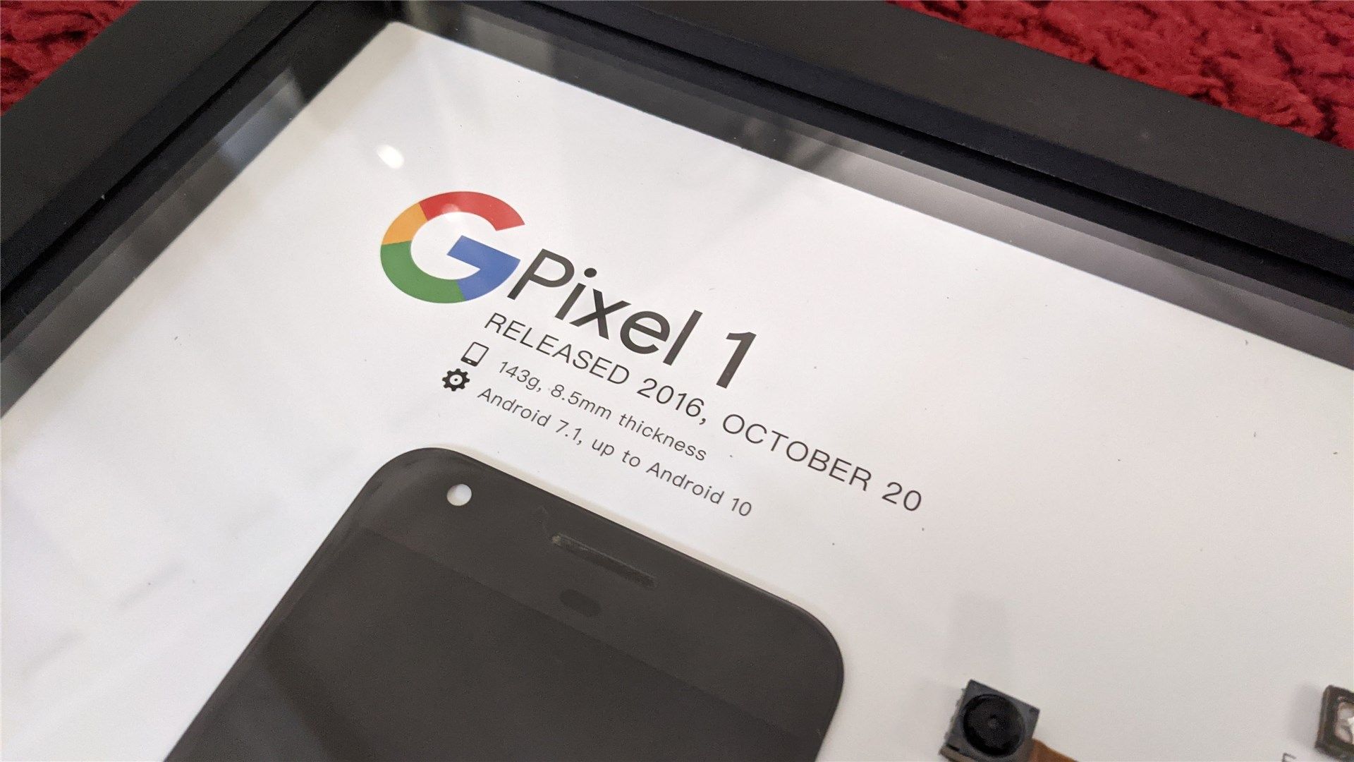 A close up of the Pixel 1 details, including release date and Android versions