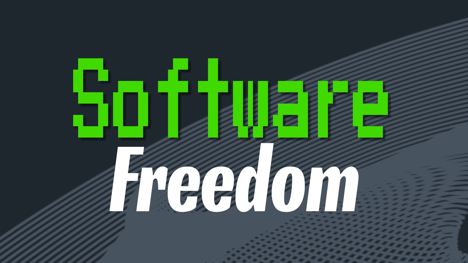 Software Freedom text over gray and blue background