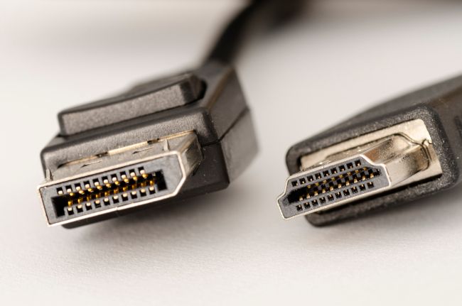 Closeup of DisplayPort and HDMI connectors