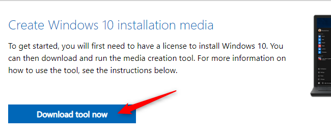 Click the "Download Tool Now" button on Microsoft's web page.