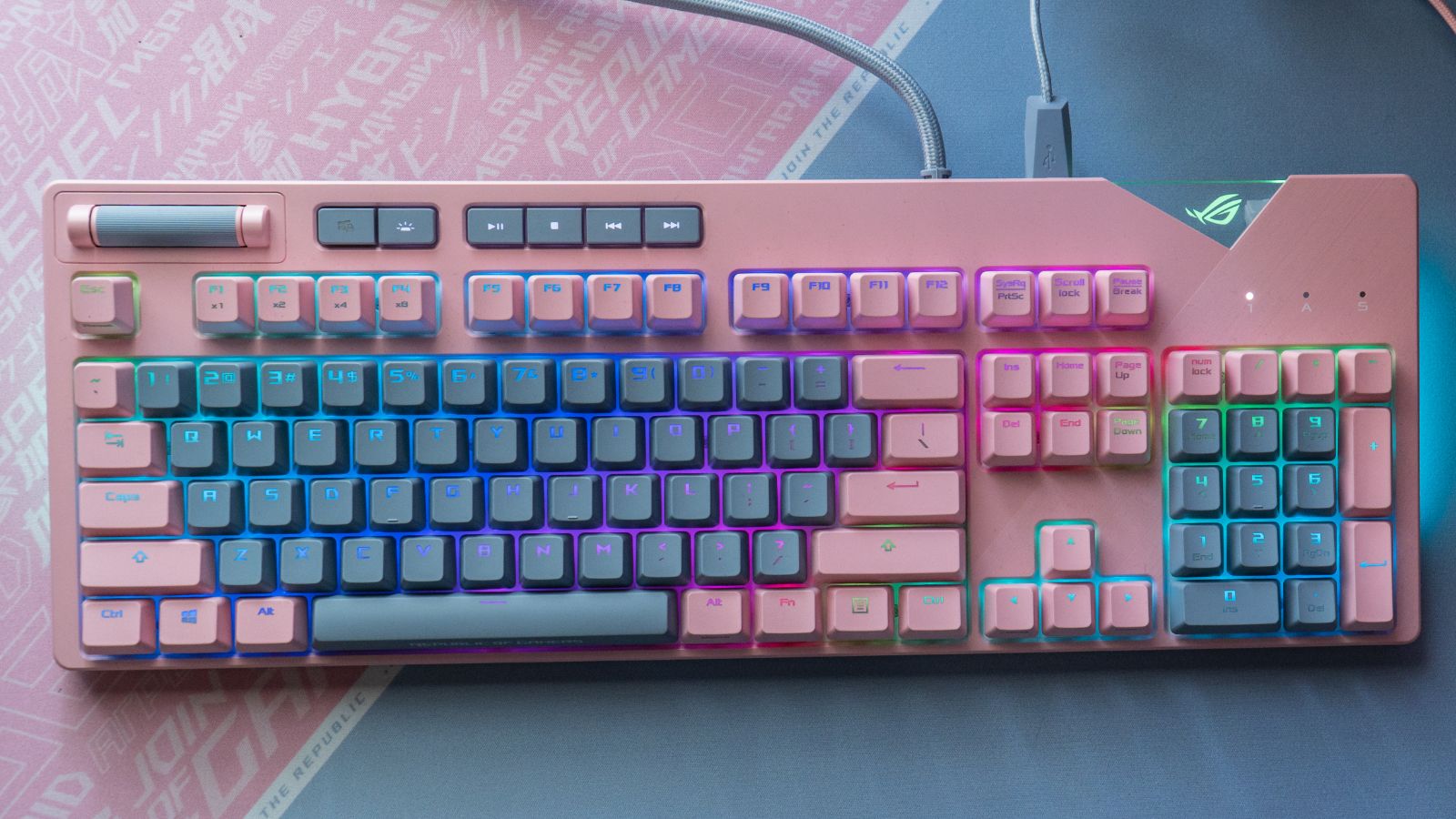 Pink and blue full mechanical keyboard