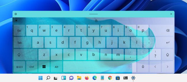 The "Indigo Breeze" touch keyboard theme in Windows 11.