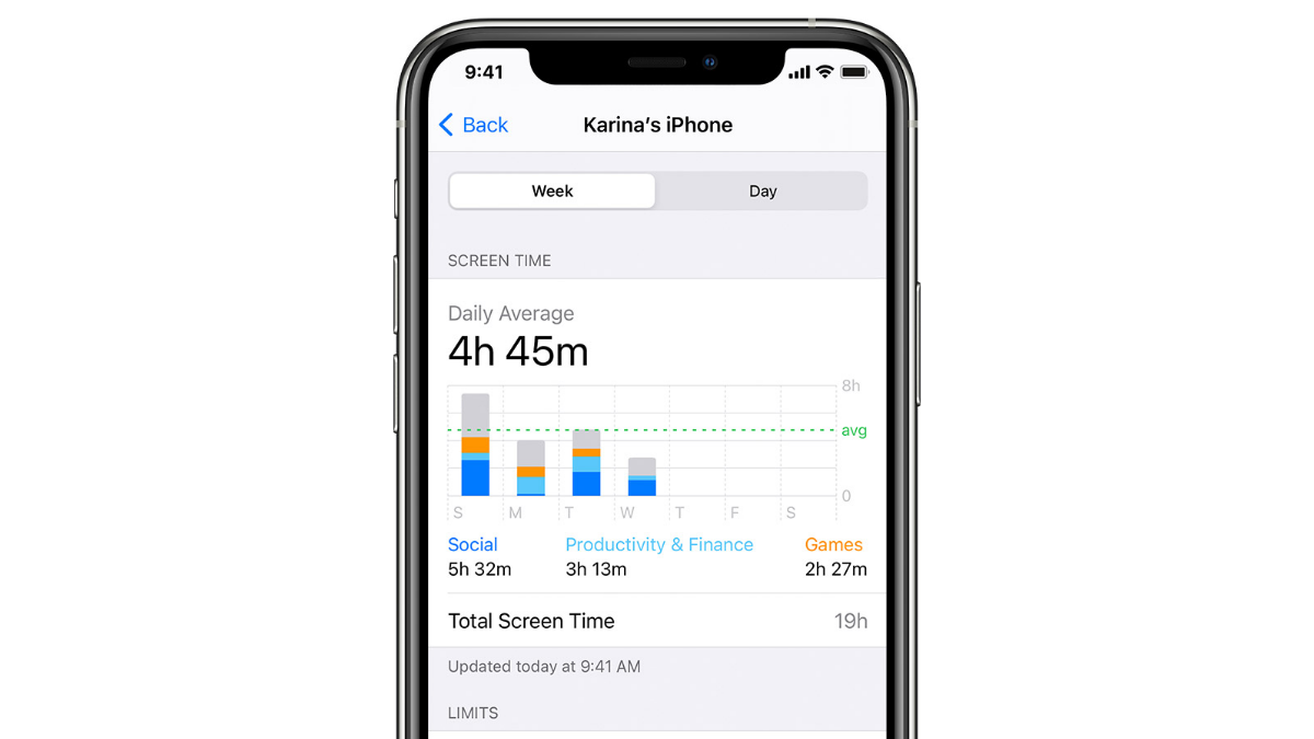 Screen Time on an iPhone.