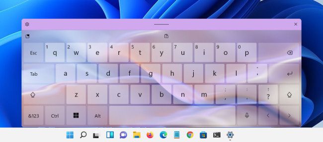 The "Lilac River" touch keyboard theme in Windows 11.