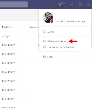manage account screen