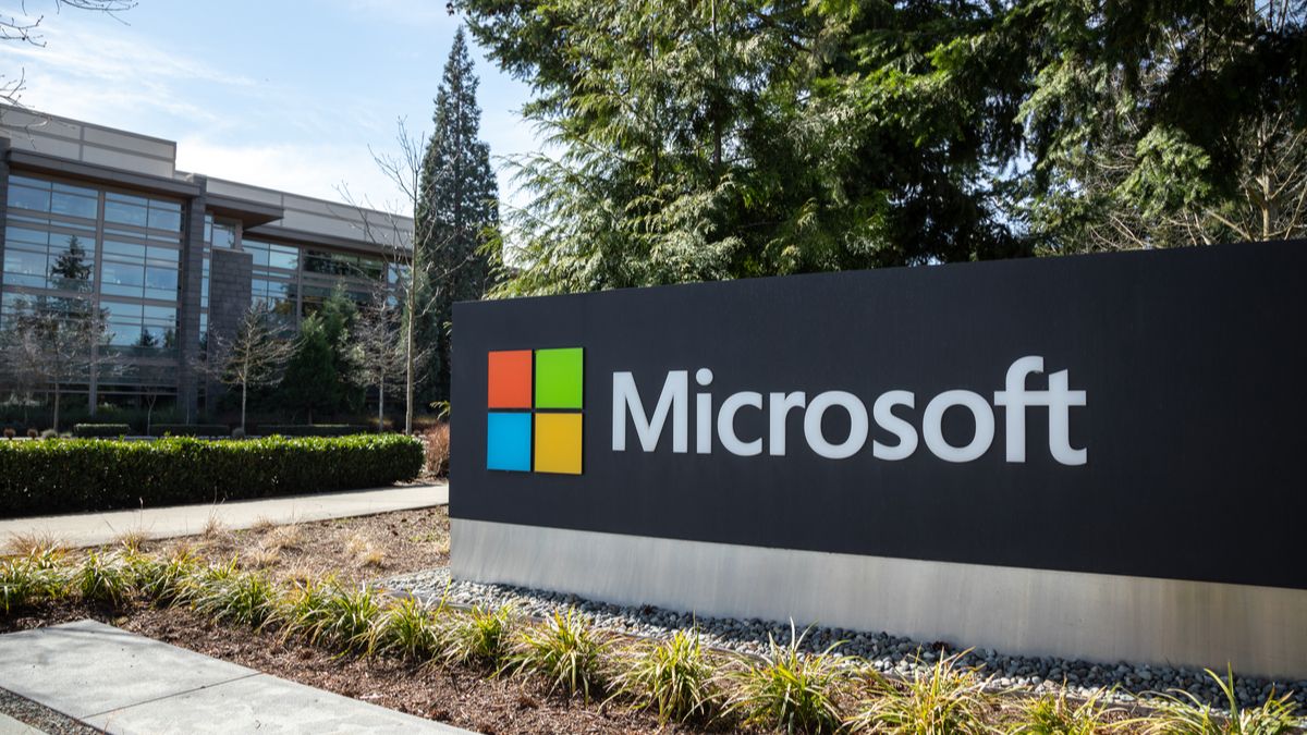 Microsoft logo on campus