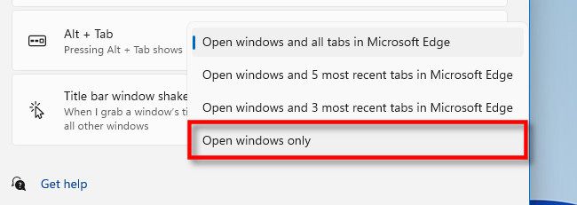In the drop-down menu, select "Open Windows Only."