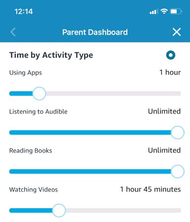 parents dashboard time by activity type