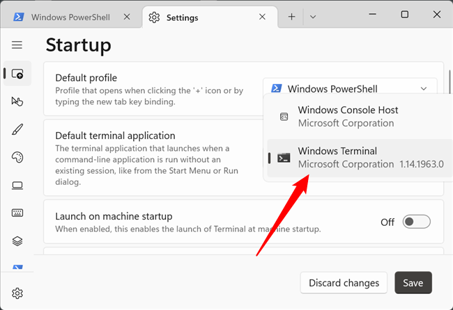Click the dropdown menu next to &quot;Default Terminal Application,&quot; then make sure &quot;Windows Terminal&quot; is selected.