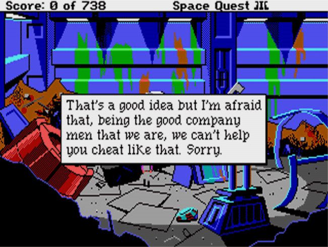 One of the boss key messages from Space Quest III (1989).