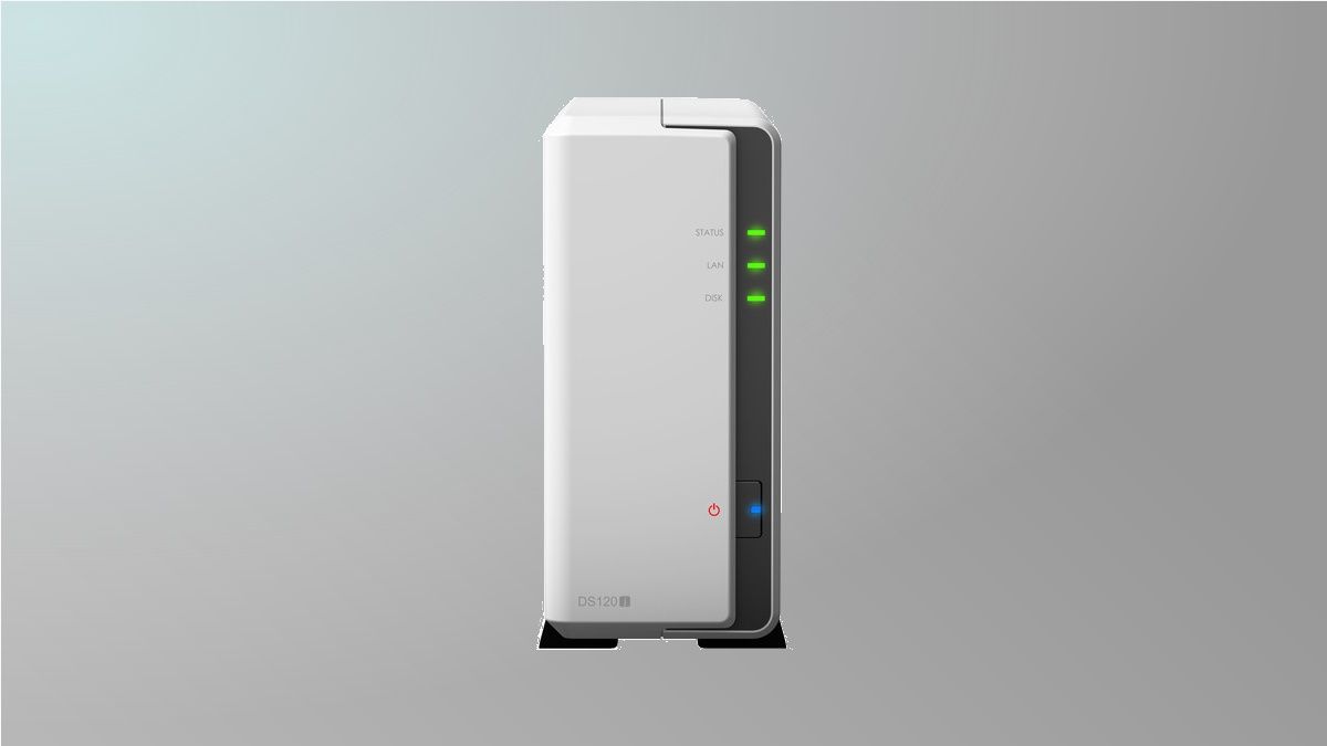 Synology DS120j on grey background