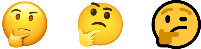 Thinking Face emoji by Apple, Google, and Microsoft.