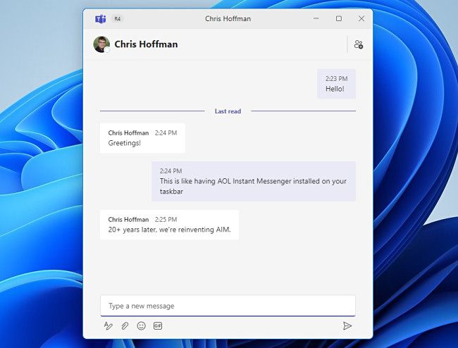 An example of the Windows 11 chat window.