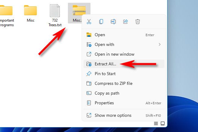 Right-click the ZIP file and select "Extract All."