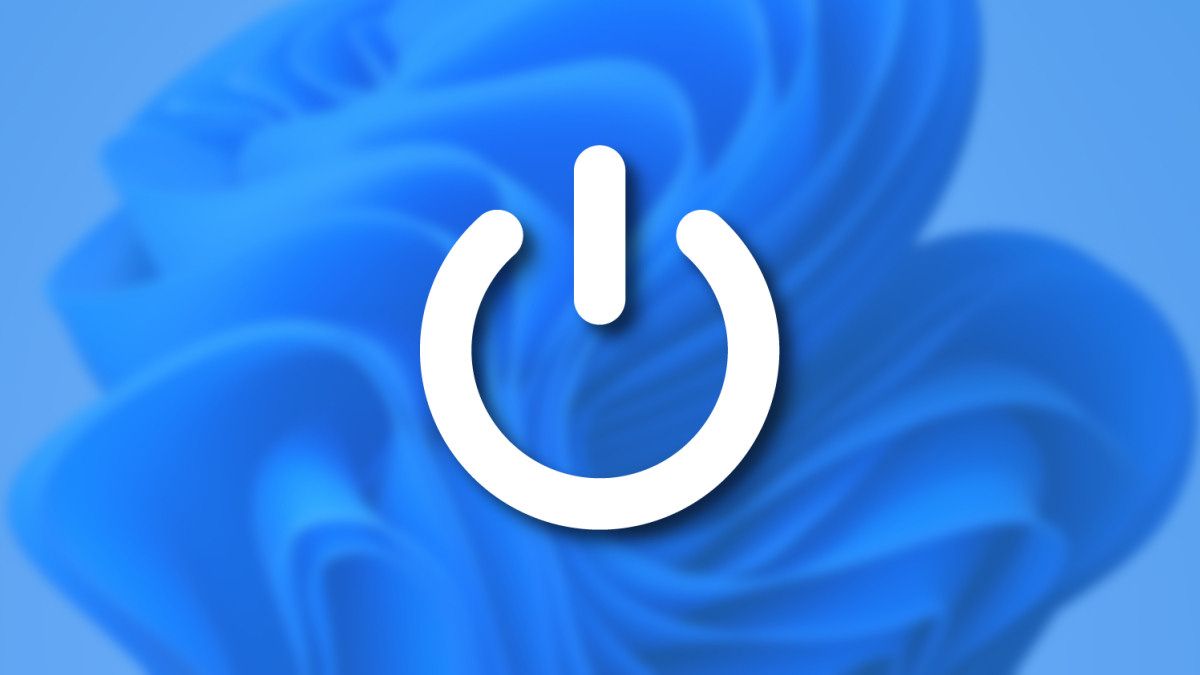 A power symbol over the Windows 11 background