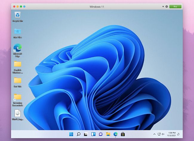 A Windows 11 desktop seen in Parallels on Mac.