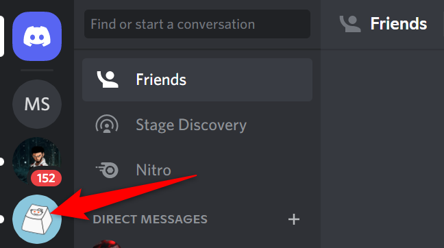 Select a server in Discord on desktop.